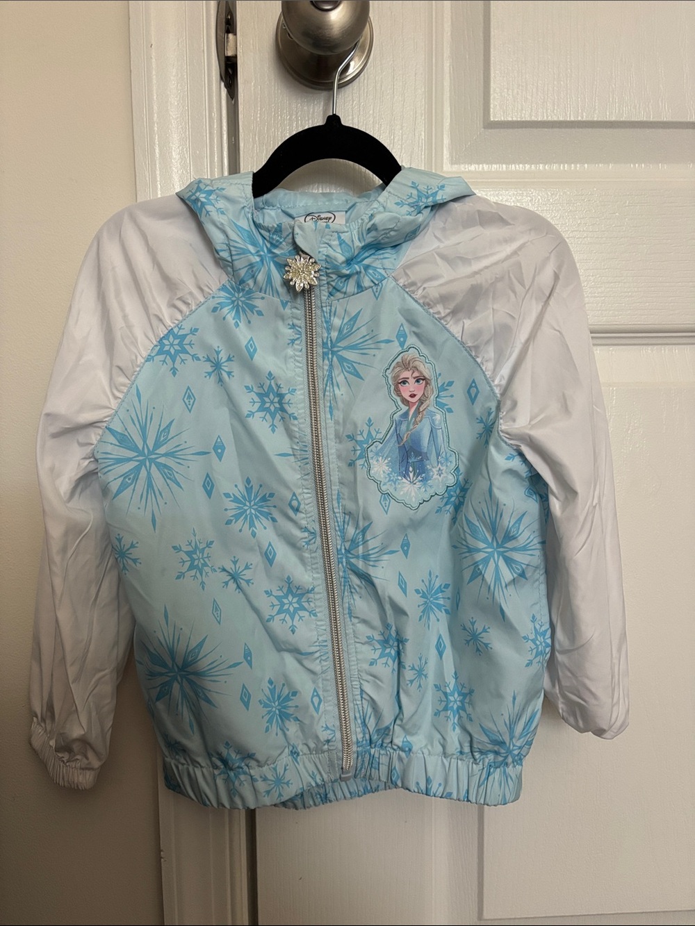Disney Elsa Light Blue & White Hooded Snowflake Jacket